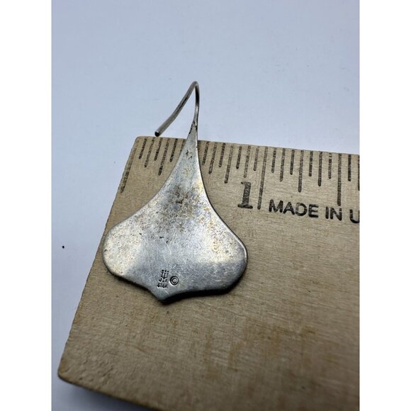 James Avery Sterling Silver 925 Gingko Leaf Earrings Fish Hook 1.5" Long - Picture 6 of 7